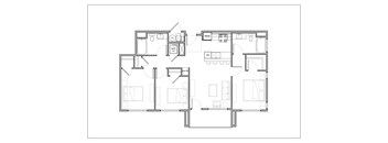 3 Bedroom/2 Bathroom End Unit Floor Plan